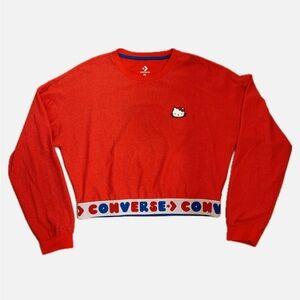 Hello Kitty x Converse Cropped Long Sleeve Sports Tee size XL in Red